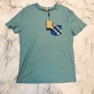 Burberry T-Shirt With Plaid Patch Pocket NWT (XL)